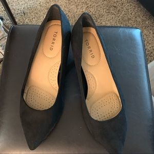 Faux Suede Almond Toe Pumps